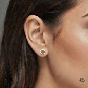 7mm Tiger's Eye Sterling Silver Stud Earrings